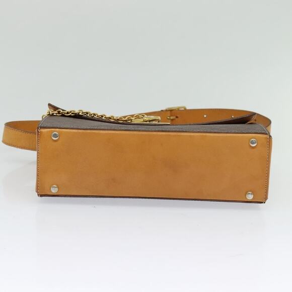 CELINE Macadam Canvas Shoulder Bag Pvc Leather Brown Gold - Picture 9 of 13